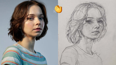 Clear finished drawing beside the reference photo — Karim Adel